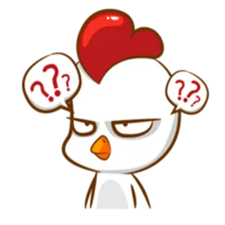 ❓ pollo, confuso, punto interrogativo, animale, cartone animato whatsapp sticker