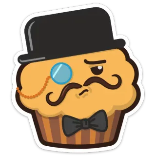 🍷 มัฟฟิน, การ์ตูน, อาหาร, ของหวาน, หมวก, แว่นตาข้างเดียว, หูกระต่าย, น่ารัก telegram sticker