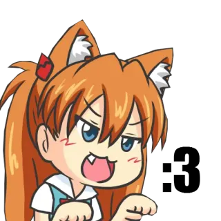 😺 Asuka Langley Soryu Neon Genesis Evangelion アニメ, 漫画, カートゥーン, 猫耳, 面白い, ステッカー, エヴァンゲリオン, アスカ telegram sticker
