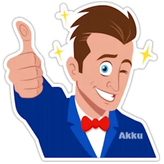 👍 Pollice in su, Cartone animato, Positivo, Completo, Papillon telegram sticker