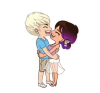 😆 커플, 포옹, 만화, 사랑, 로맨스 telegram sticker
