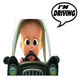 🚗 Boss Baby The Boss Baby I'M DRIVING bebé, conduciendo, coche, dibujos animados telegram sticker