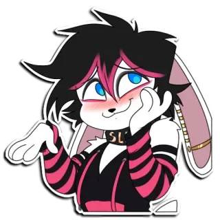 😊 Bunny SL bunny, furry, blushing, cute, kawaii, cartoon, striped telegram sticker
