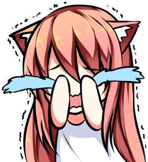 😭 Anime, Llorando, Triste, Emocional, Nekomimi whatsapp sticker