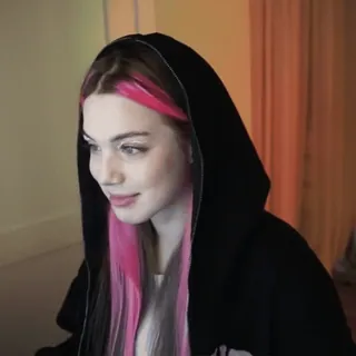 😁 woman, pink hair, hoodie, portrait, person, girl telegram sticker