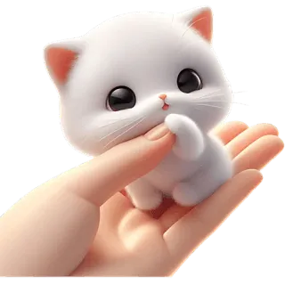 🤗 gatto, gattino, carino, animale, animale domestico, mano, kawaii, cartone animato telegram sticker