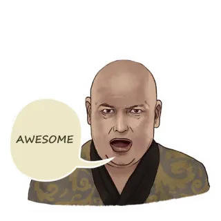 😉 AWESOME fantastico, uomo, cartone animato, espressione, calvo, fumetto whatsapp sticker