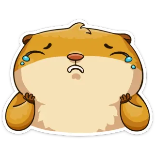 😢 lontra, triste, chorando, lágrimas, animal, emoji, desenho animado telegram sticker