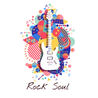 🤟 Rock Soul chitarra, musica, rock, soul, strumento musicale, colorato telegram sticker