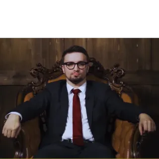 👑 man, suit, glasses, chair, formal, portrait telegram sticker