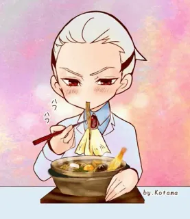 🍜 eating, anime, cartoon, food, chopsticks, bowl telegram sticker