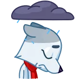 😔 wolf, sad, cloud, rain, melancholy, weather, cute telegram sticker