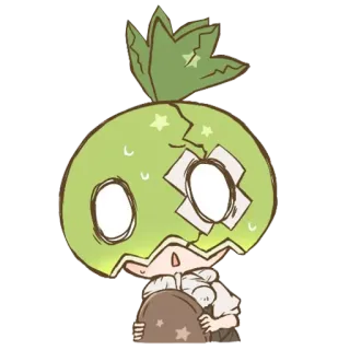 😯 만화, 캐릭터, 귀여운, 초록색, 치비 telegram sticker