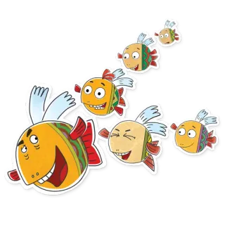 ✊ peixe, desenho animado, voando, animais, fofo, ilustração telegram sticker
