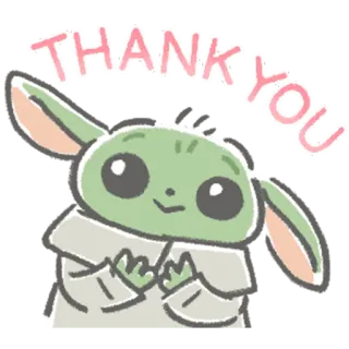 ☺️ Grogu The Mandalorian THANK YOU ขอบคุณ, โกรกู, เดอะแมนดาลอเรียน, เบบี้ โยดา, สตาร์ วอร์ส, น่ารัก, การ์ตูน, สติกเกอร์ telegram sticker