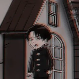 ☕ Levi Ackerman Attack on Titan anime, manga, chibi, character, Levi, Attack on Titan, school uniform telegram sticker