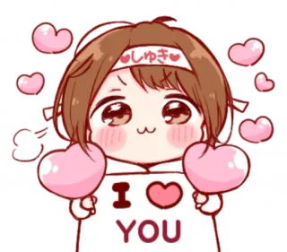❤️ I ❤️ YOU amore, carino, cuore, chibi, cartone animato, anime telegram sticker