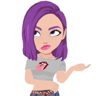 🙄 hoạt hình, cô gái, tóc tím, thái độ, cử chỉ telegram sticker