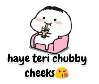 😁 haye teri chubby cheeks carino, guance paffute, cartone animato, bevanda, kawaii telegram sticker