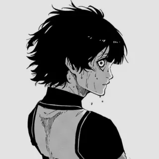 👀 anime, sweat, tired, black and white, person whatsapp sticker