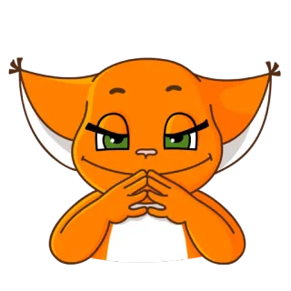 😈 만화, 여우, 동물, 캐릭터, 주황색, 음모, 생각 telegram sticker