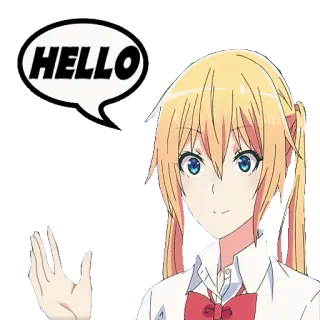 👋 HELLO 动漫, 女孩, 金发, 你好, 问候, 角色 telegram sticker