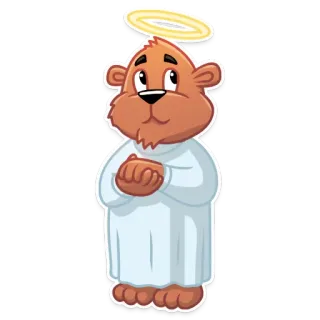 😇 animal, urso, desenho animado, anjo, auréola, fofo, personagem whatsapp sticker