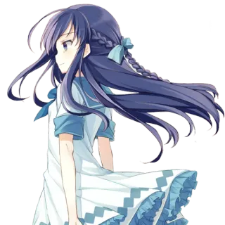 🌾 anime, girl, blue hair, cute, sailor dress, cartoon telegram sticker
