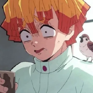 ⚡ Zenitsu Agatsuma Demon Slayer 애니메이션, 귀멸의 칼날, 젠이츠, 무서워, 충격 telegram sticker