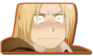😳 Edward Elric Fullmetal Alchemist อนิเมะ, หน้าแดง, เอ็ดเวิร์ด เอลริค, แขนกลคนแปรธาตุ, ตลก, ปฏิกิริยา telegram sticker