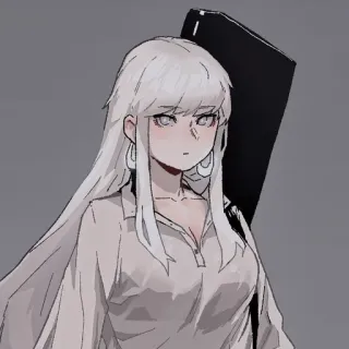 🕯 anime girl, white hair, long hair, sword, character, illustration, portrait telegram sticker