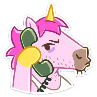 📞 unicórnio, telefone, animal, desenho animado, rosa, comunicação whatsapp sticker