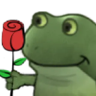 😂 カエル, バラ, 漫画, 動物, ステッカー telegram sticker