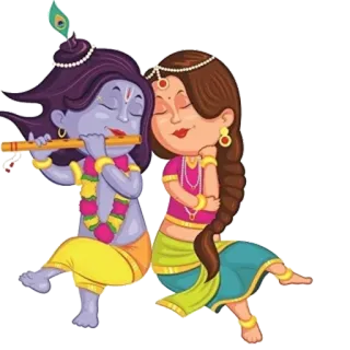 💑 Krishna 印度教, 神, 宗教, 精神, 印度, 长笛, 爱, 拉达 telegram sticker