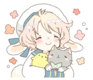 🌬 conejo, chibi, lindo, gato, animal, dibujos animados whatsapp sticker