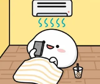 🌬 kartun, AC, telepon, bubble tea, kawaii, imut whatsapp sticker