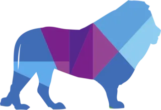 😜 singa, geometris, hewan, low poly, poligon, biru, ungu telegram sticker