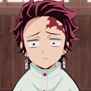😧 Tanjiro Kamado Demon Slayer อนิเมะ, ดาบพิฆาตอสูร, ทันจิโร่ คามาโดะ, กังวล, ตัวละครอนิเมะ telegram sticker