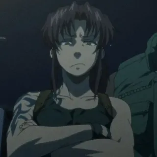 😠 Revy Black Lagoon Anime, Revy, Waffe, Verbrechen, Gewalt, Mädchen whatsapp sticker