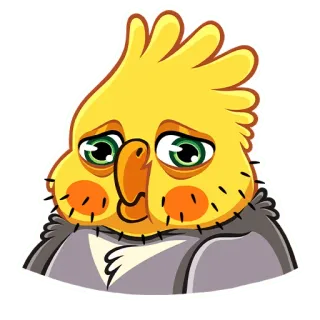 ☹️ pássaro, calopsita, triste, emoji, adesivo, desenho animado telegram sticker