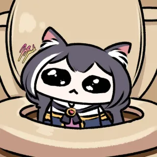 🚽 девушка-кошка, аниме, манга, туалет, каваи, стикер whatsapp sticker