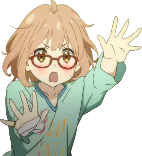 😳 Mirai Kuriyama Beyond the Boundary anime, girl, glasses, cute, kawaii, mirai kuriyama, beyond the boundary telegram sticker