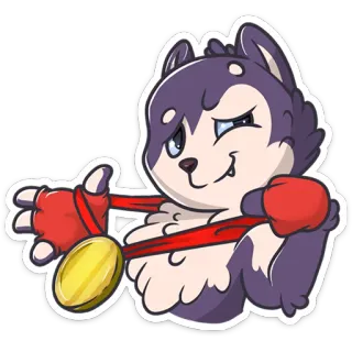 🏅 Hund, Husky, Tier, Cartoon, Medaille, süß, Haustier telegram sticker