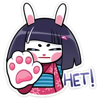 🙅‍♀ HET! coniglio, no, stop, russo, cartone animato, animale whatsapp sticker