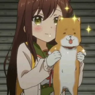 📀 Anime Mädchen, Hund, Glitzer, Süß, Cartoon telegram sticker