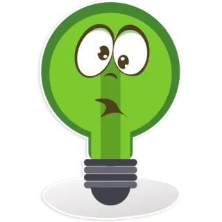 🤢 ampoule, vert, dessin animé, lampe, idée, énergie, innovation telegram sticker