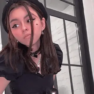😻 женщина, берет, портрет, девушка, мода, стиль, селфи telegram sticker