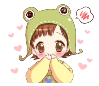 🙊 rana, corazones, lindo, kawaii, anime, chica, pegatina telegram sticker
