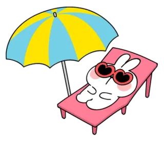 🌼 coelho, praia, sol, óculos de sol, verão, relaxante, desenho animado telegram sticker
