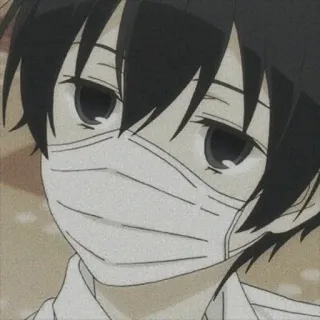 💛 Anime, Mặt nạ, Buồn, Con trai, Manga telegram sticker